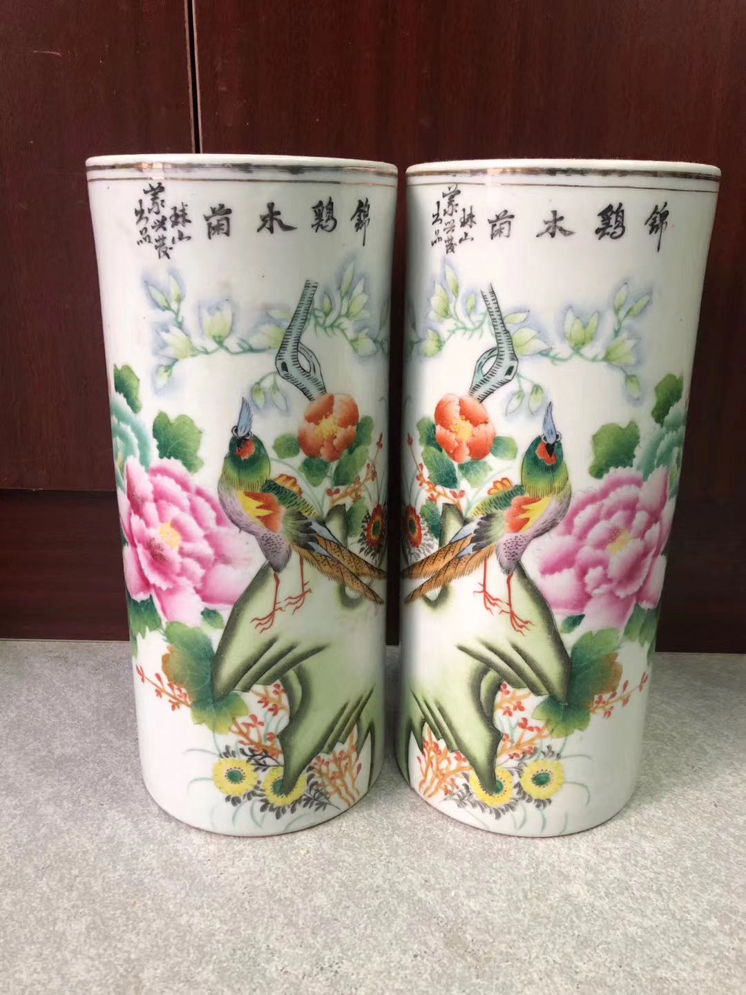 民國帽筒一對